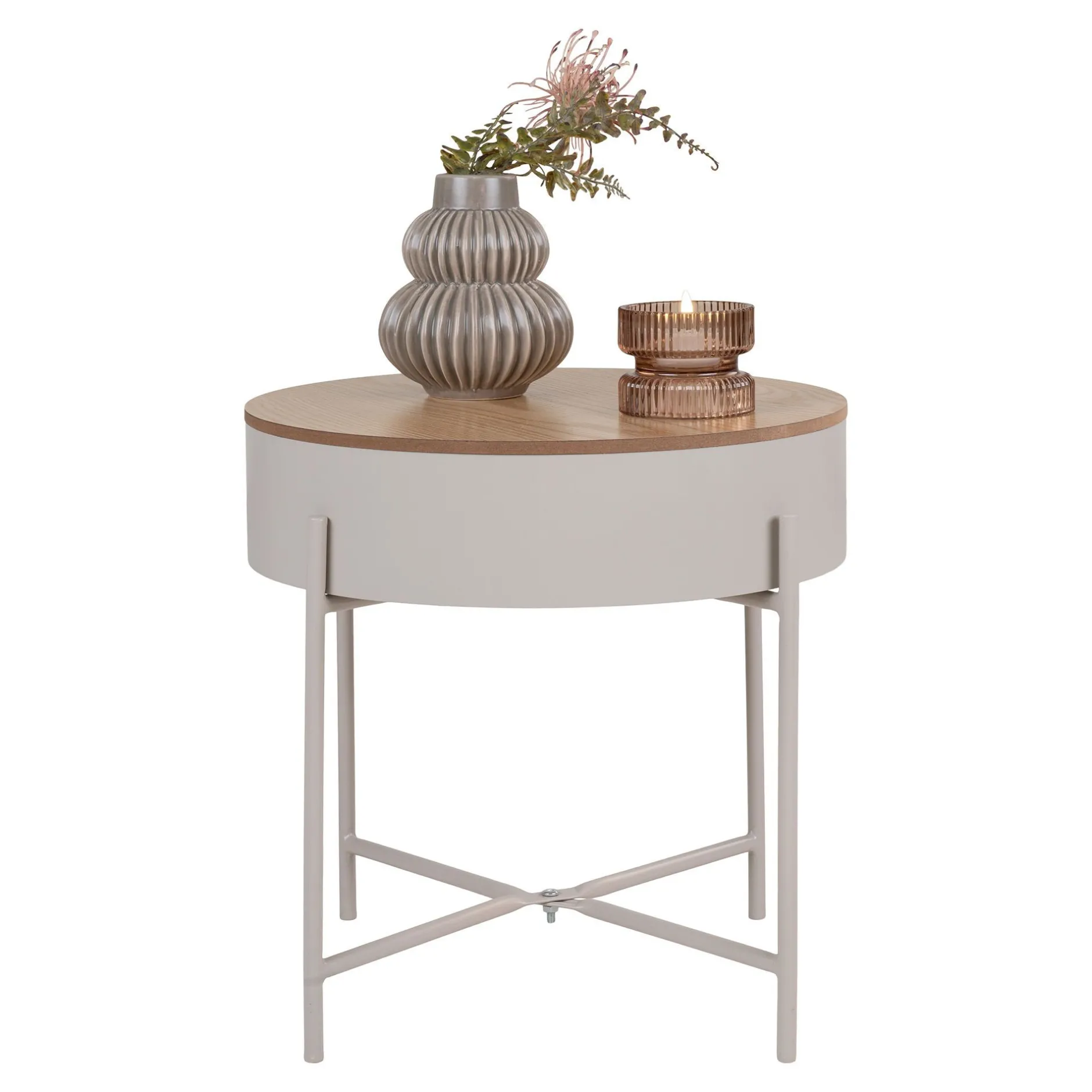 Sisco Beistelltisch - Ø40cm - mit Ablage - grau