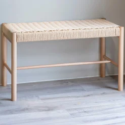 Sitzbank aus geflochtenem Pappelholz 35x80x45 cm