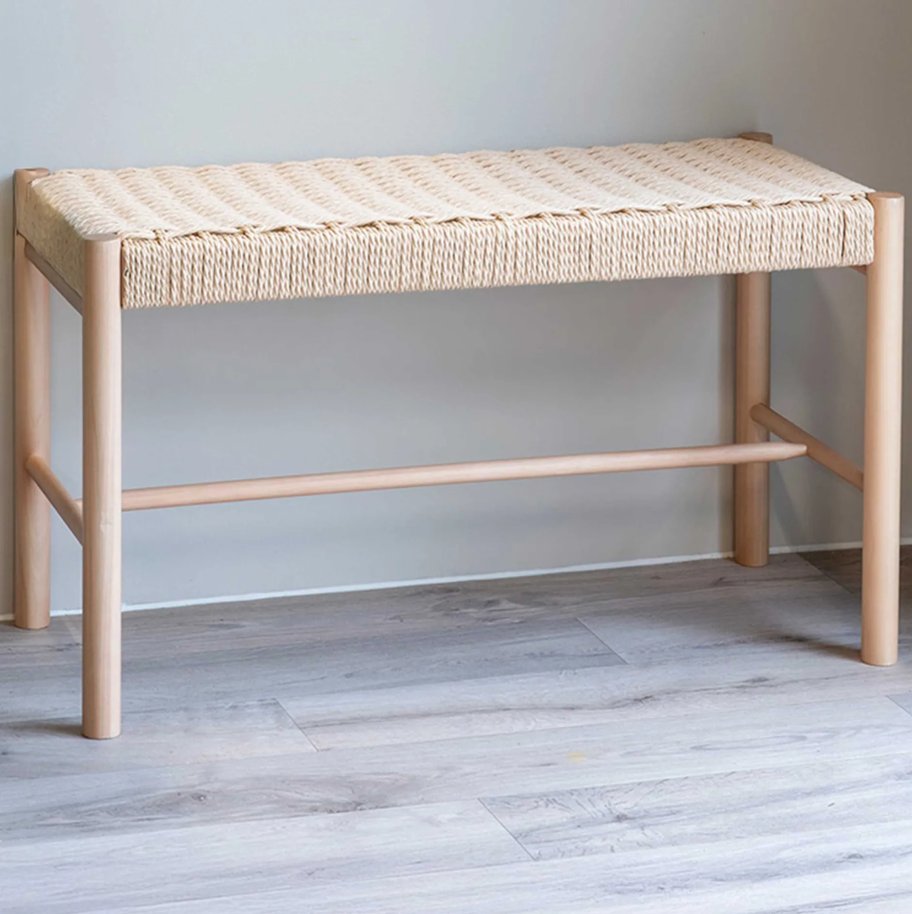 Sitzbank aus geflochtenem Pappelholz 35x80x45 cm