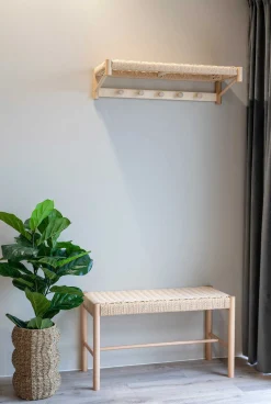 Sitzbank aus geflochtenem Pappelholz 35x80x45 cm