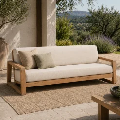 3-Sitzer-Bank London Gescova - Teakholz, 200x98x68 cm, Beige-Braun