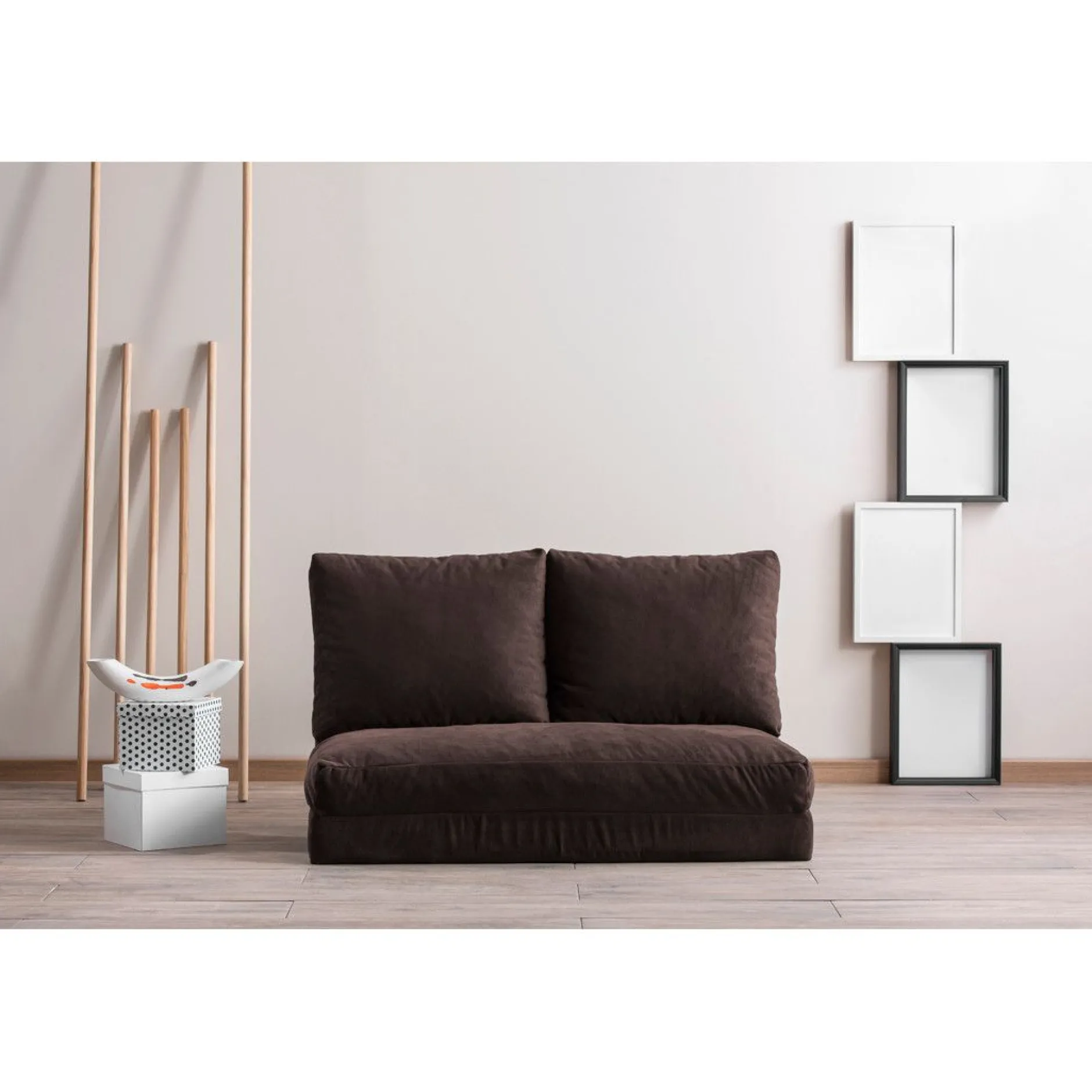 2-Sitzer Sofa-Bett | Komfort und Stil mit Metallrahmen | Braun