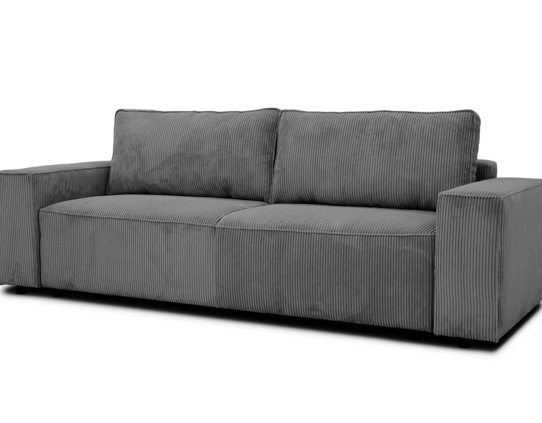 3-Sitzer Sofa Josh - 239x86x85cm - mit Stauraum - anthrazitfarbener gerippter Samt