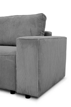 3-Sitzer Sofa Josh - 239x86x85cm - mit Stauraum - anthrazitfarbener gerippter Samt