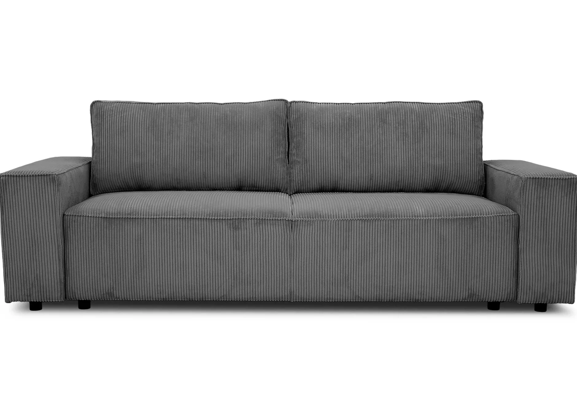 3-Sitzer Sofa Josh - 239x86x85cm - mit Stauraum - anthrazitfarbener gerippter Samt