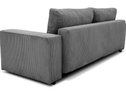 3-Sitzer Sofa Josh - 239x86x85cm - mit Stauraum - anthrazitfarbener gerippter Samt
