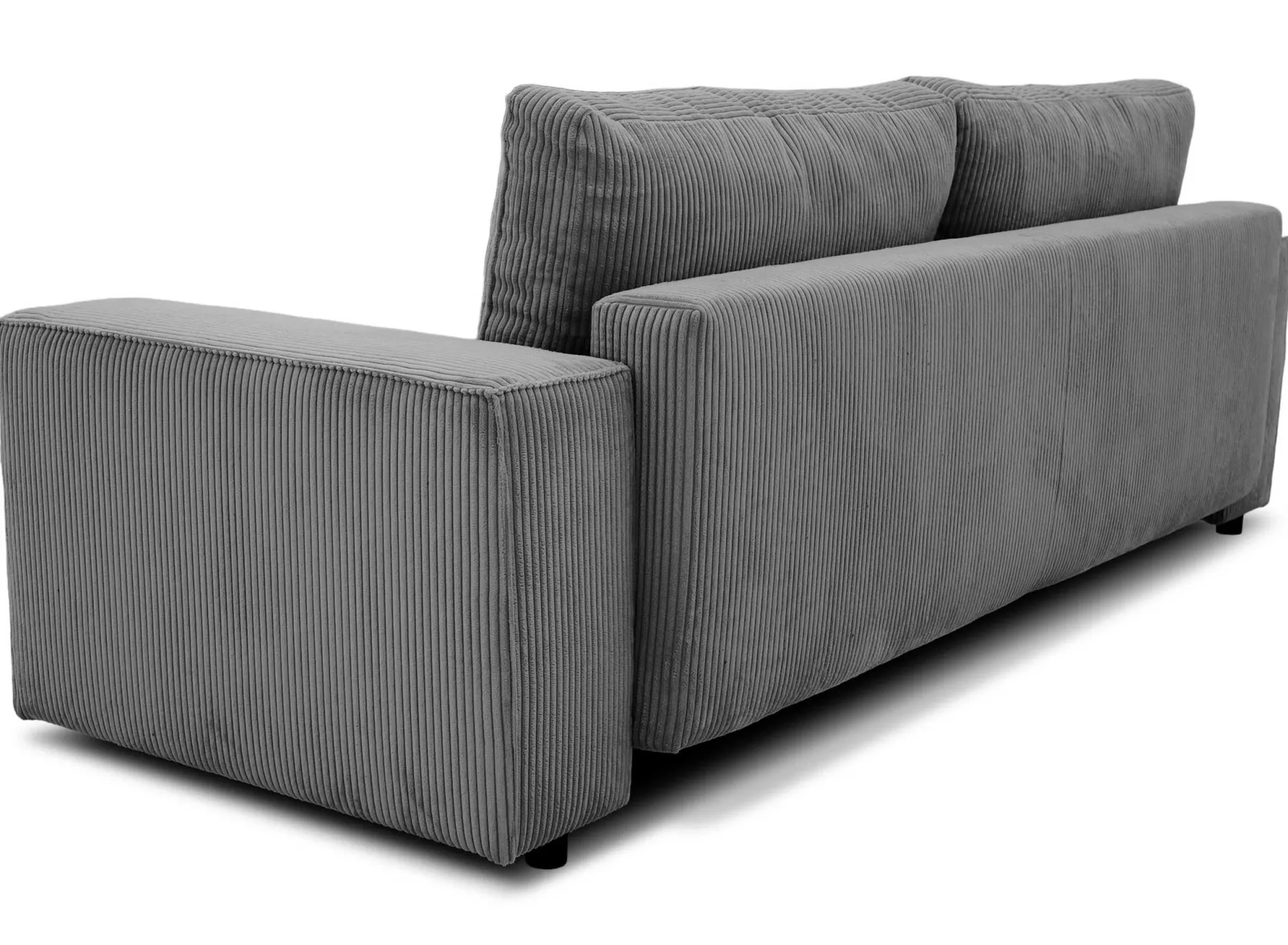 3-Sitzer Sofa Josh - 239x86x85cm - mit Stauraum - anthrazitfarbener gerippter Samt