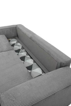 3-Sitzer Sofa Josh - 239x86x85cm - mit Stauraum - anthrazitfarbener gerippter Samt
