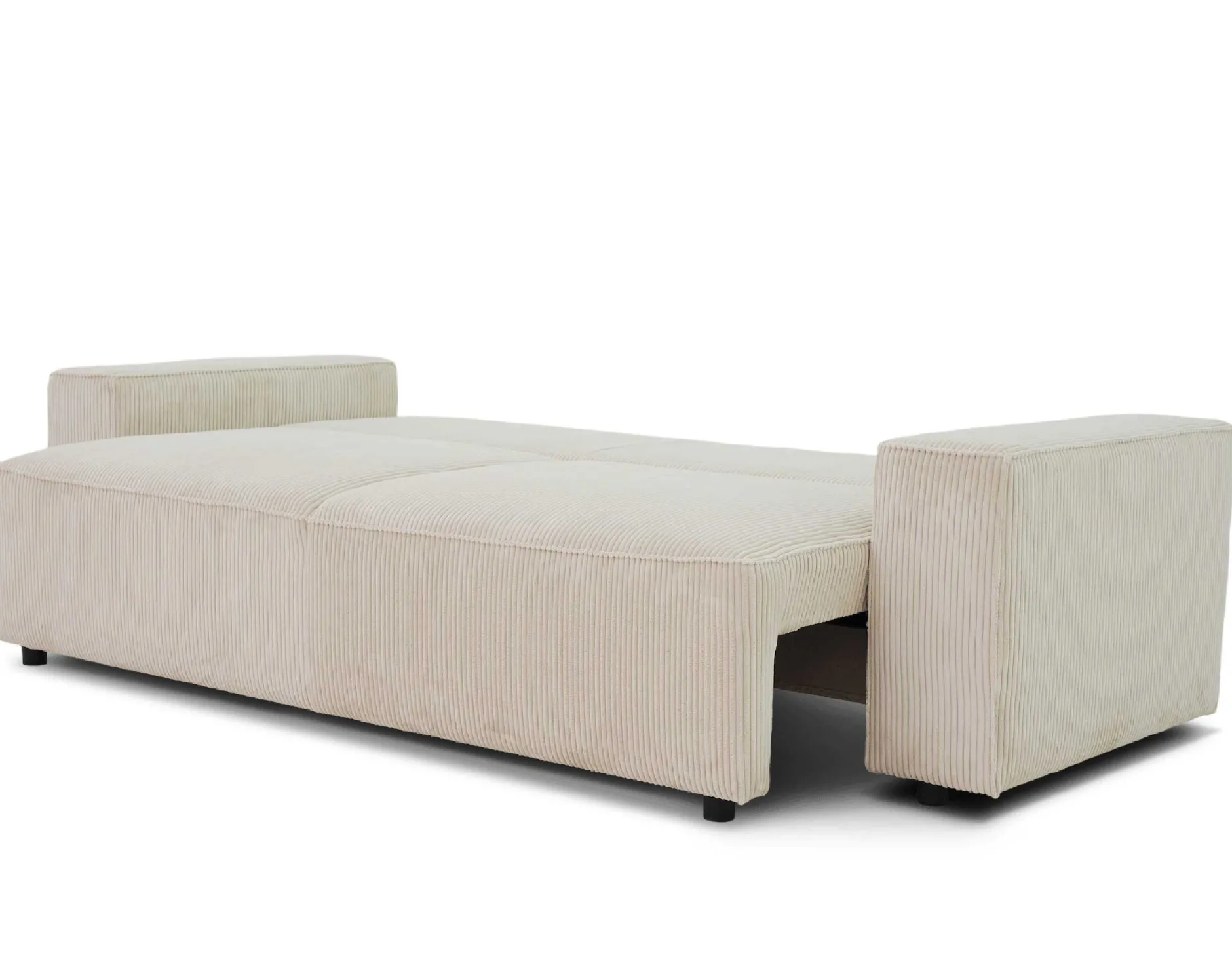 3-Sitzer Sofa Josh - 239x86x85cm - mit Stauraum - beige gerippter Samt