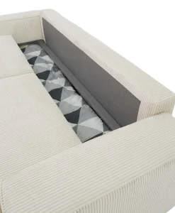 3-Sitzer Sofa Josh - 239x86x85cm - mit Stauraum - beige gerippter Samt