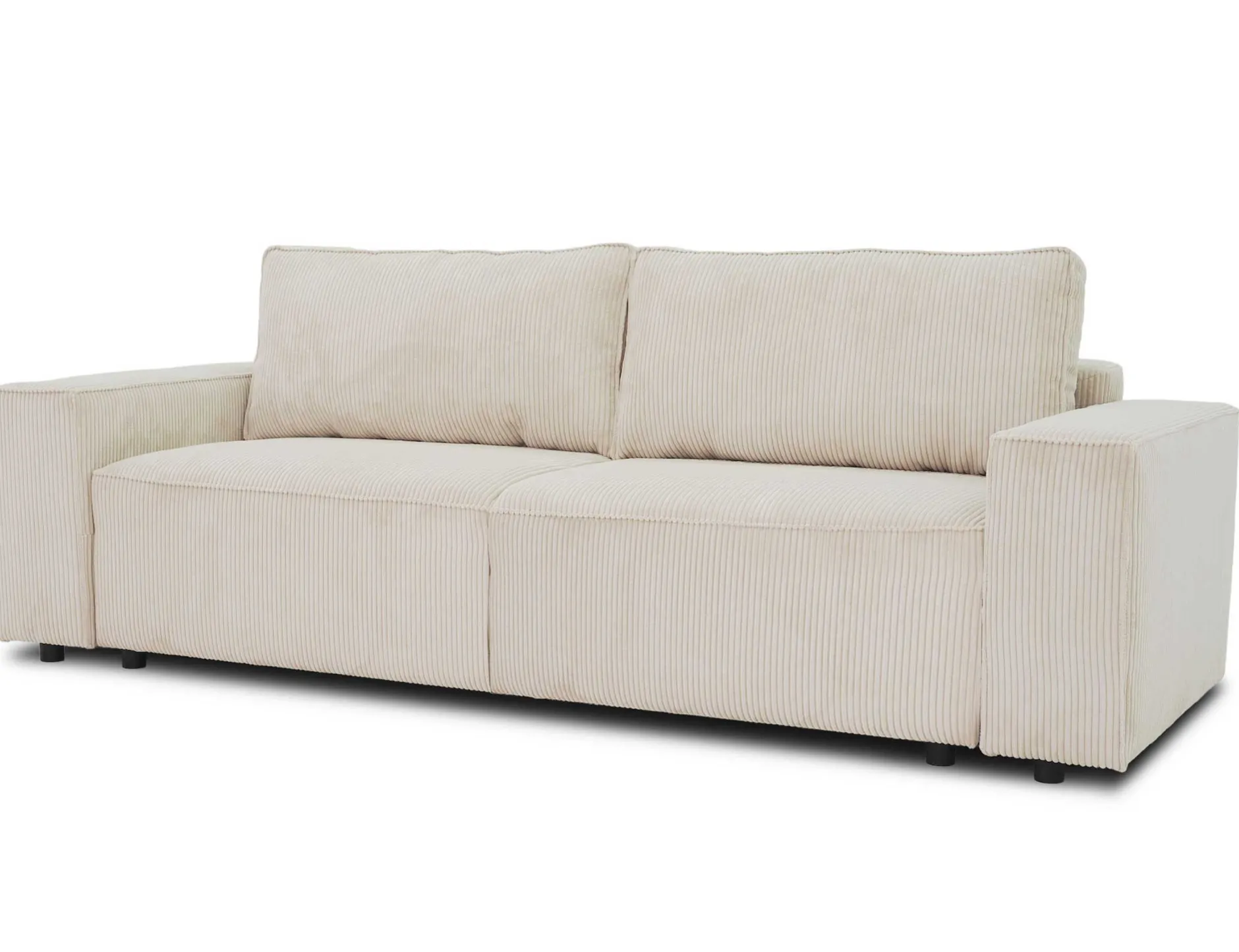 3-Sitzer Sofa Josh - 239x86x85cm - mit Stauraum - beige gerippter Samt