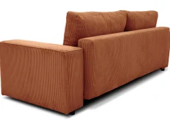 3-Sitzer Sofa Josh - 239x86x85cm - mit Stauraum - terracotta gerippter Samt