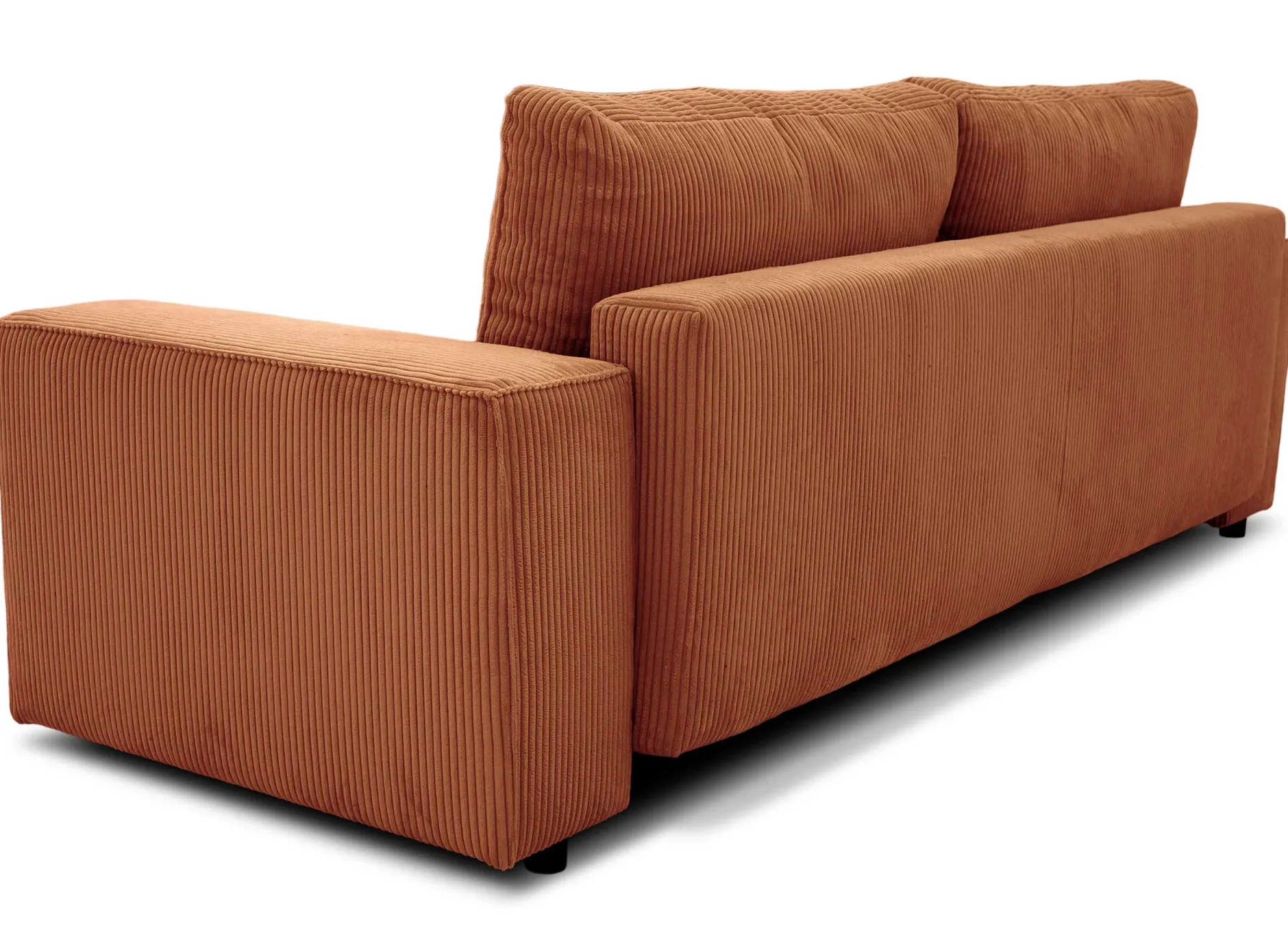 3-Sitzer Sofa Josh - 239x86x85cm - mit Stauraum - terracotta gerippter Samt