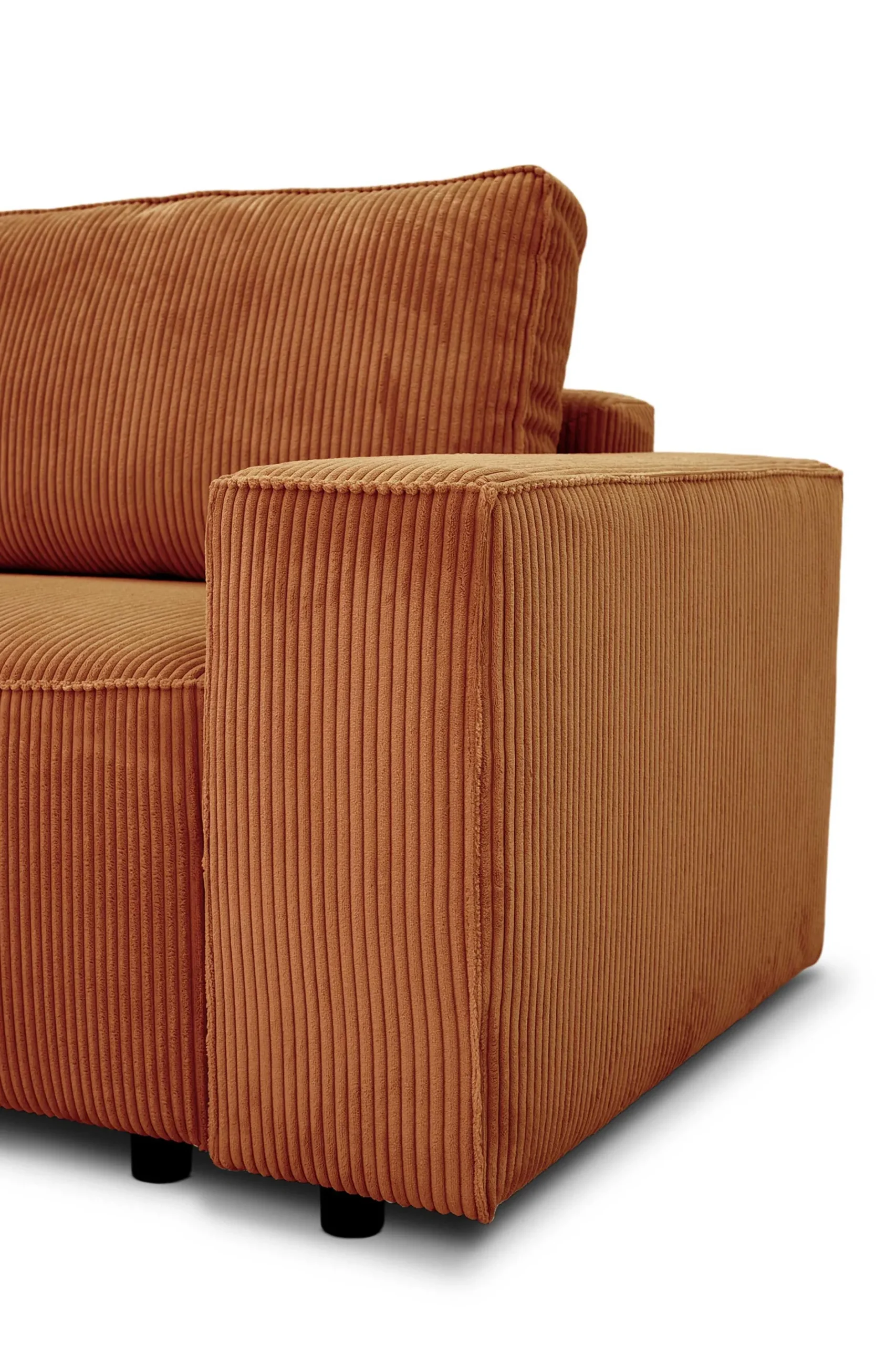 3-Sitzer Sofa Josh - 239x86x85cm - mit Stauraum - terracotta gerippter Samt