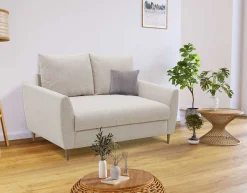 2-Sitzer Sofa Lino - 145x78x92cm - beige Stoff