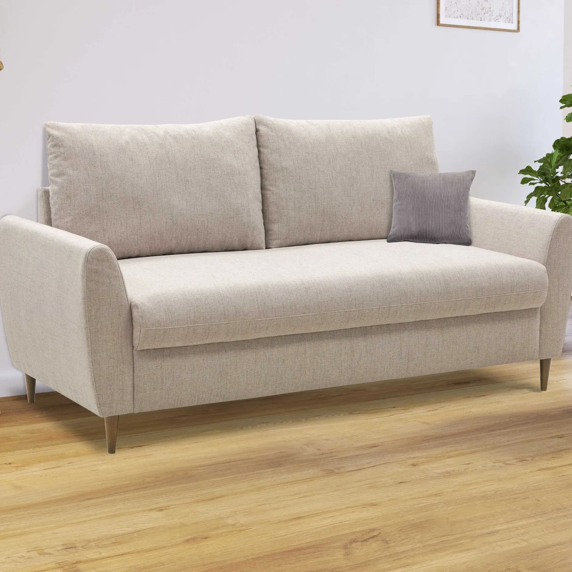 3-Sitzer Sofa Lino - 180x78x92cm - beige Stoff