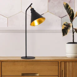 Sivani Tischlampe | METALLGEHÄUSE | Schwarz, Gold