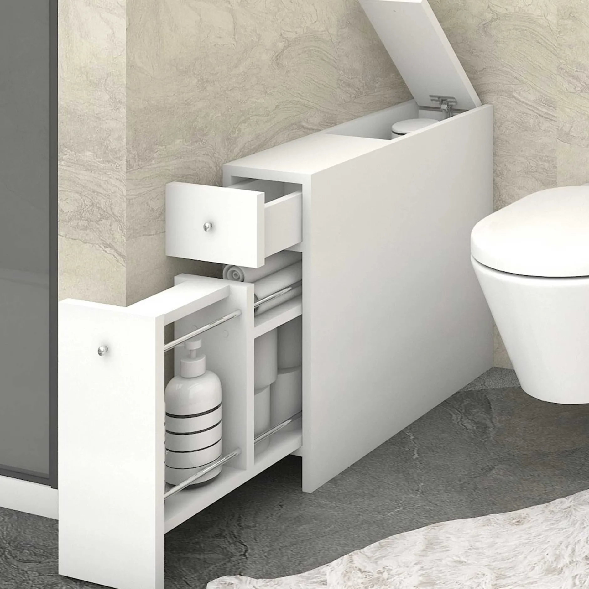 Smart Badezimmerschrank | 100 % MELAMIN | Weiß