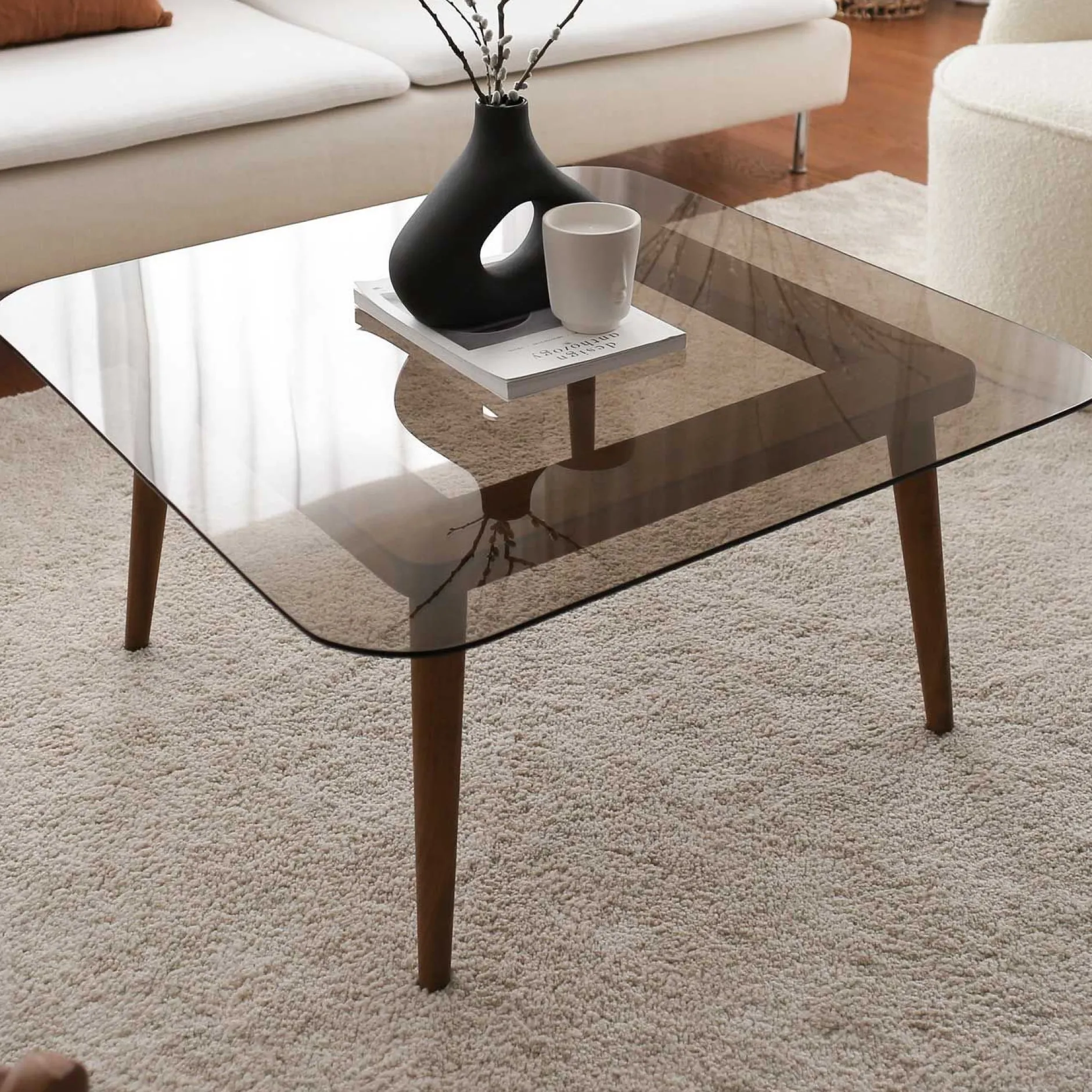 Smart Couchtisch | GEHÄRTETES GLAS | Bronze