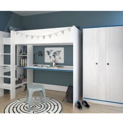 Smoozy Kinderzimmer-Set | Hochbett und Kleiderschrank | Weiß