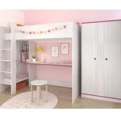 Smoozy Kinderzimmer-Set | Hochbett und Kleiderschrank | Weiß