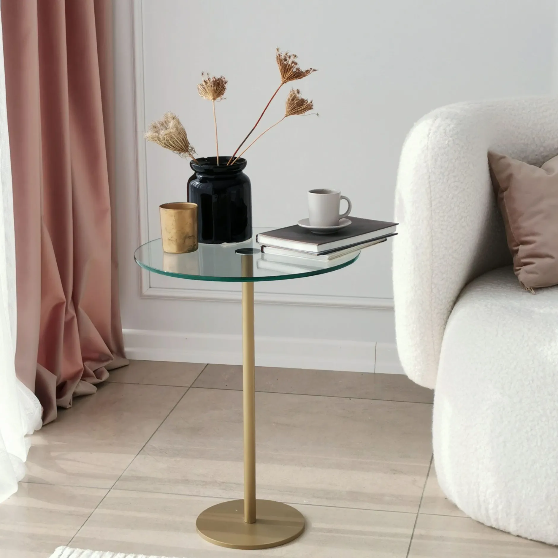 Social Couchtisch | GEHÄRTETES GLAS | Gold