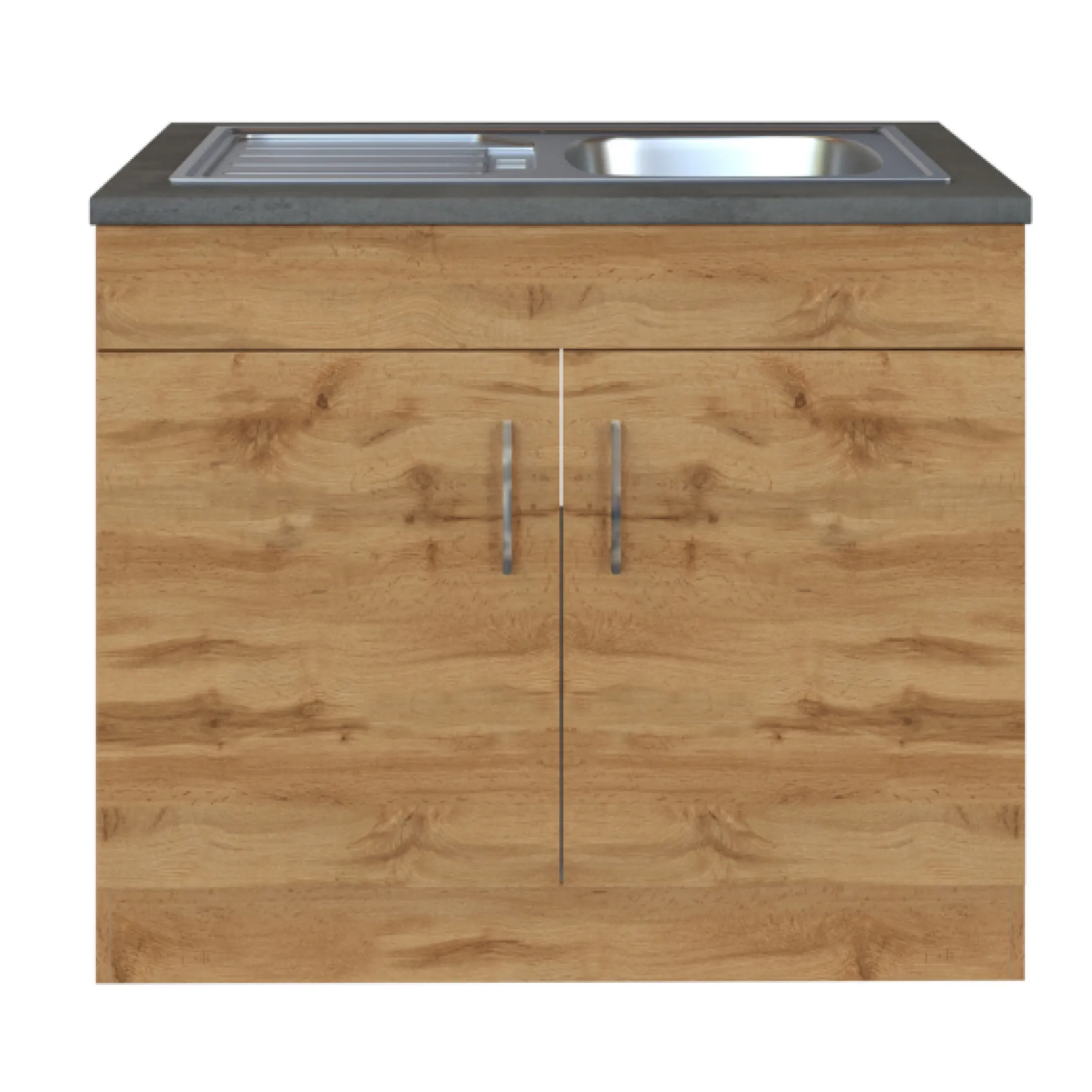 Sockelschrank Sorrella 100cm 2 Türen - Eiche/Beton