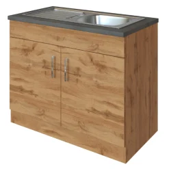 Sockelschrank Sorrella 100cm 2 Türen - Eiche/Beton