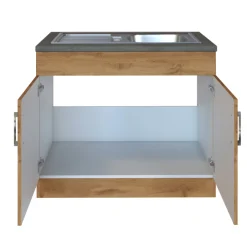 Sockelschrank Sorrella 100cm 2 Türen - Eiche/Beton