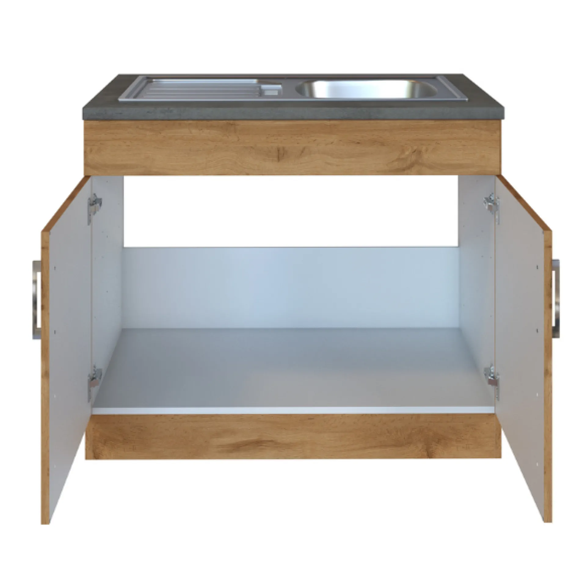 Sockelschrank Sorrella 100cm 2 Türen - Eiche/Beton