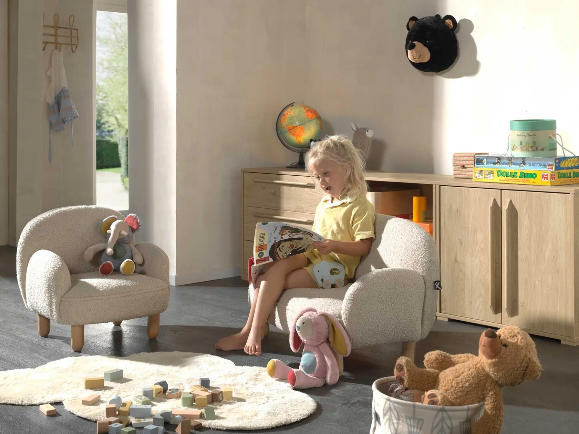 Sofagarnitur für Kinder Rocky - beige Bouclé-Stoff