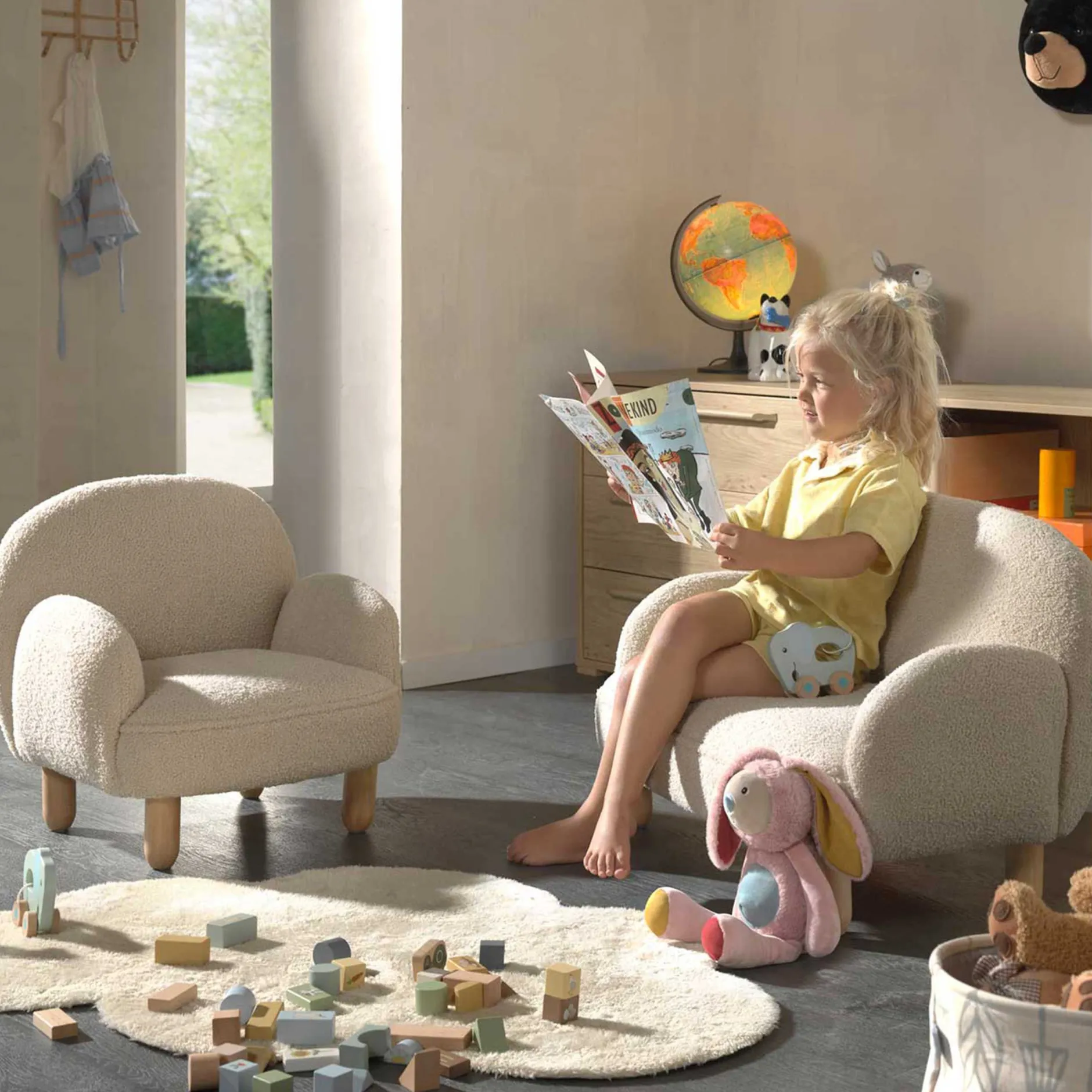 Sofagarnitur für Kinder Rocky - beige Bouclé-Stoff