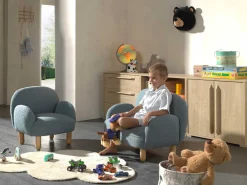 Sofa-Set für Kinder Rocky - blauer Bouclé-Stoff