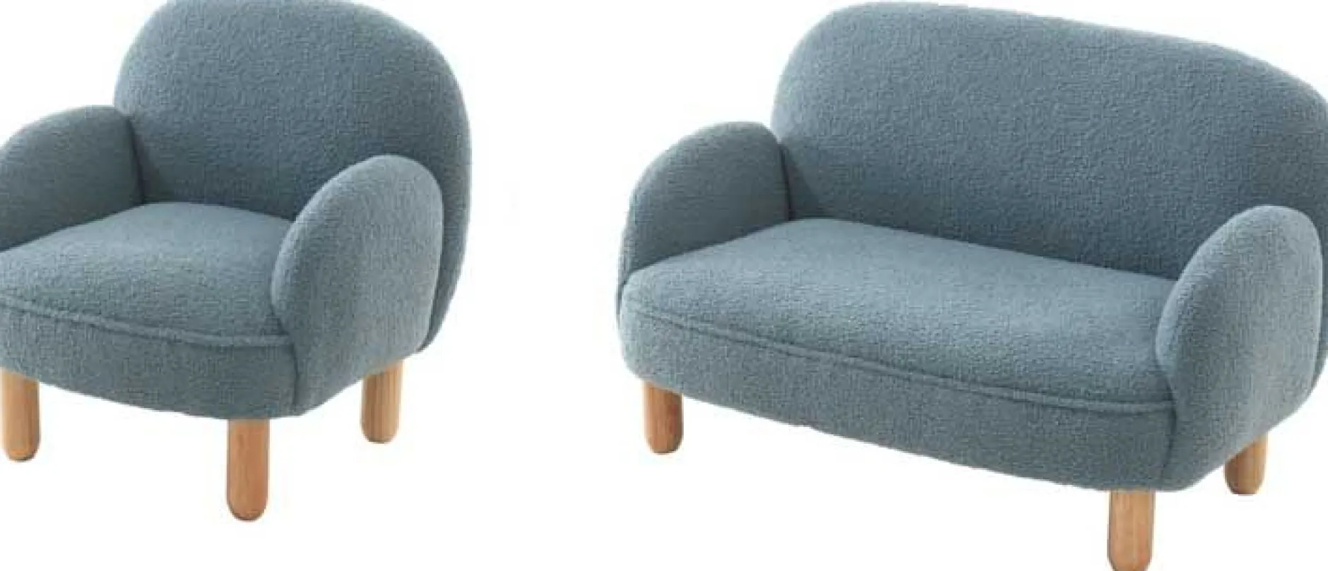 Sofa-Set für Kinder Rocky - blauer Bouclé-Stoff