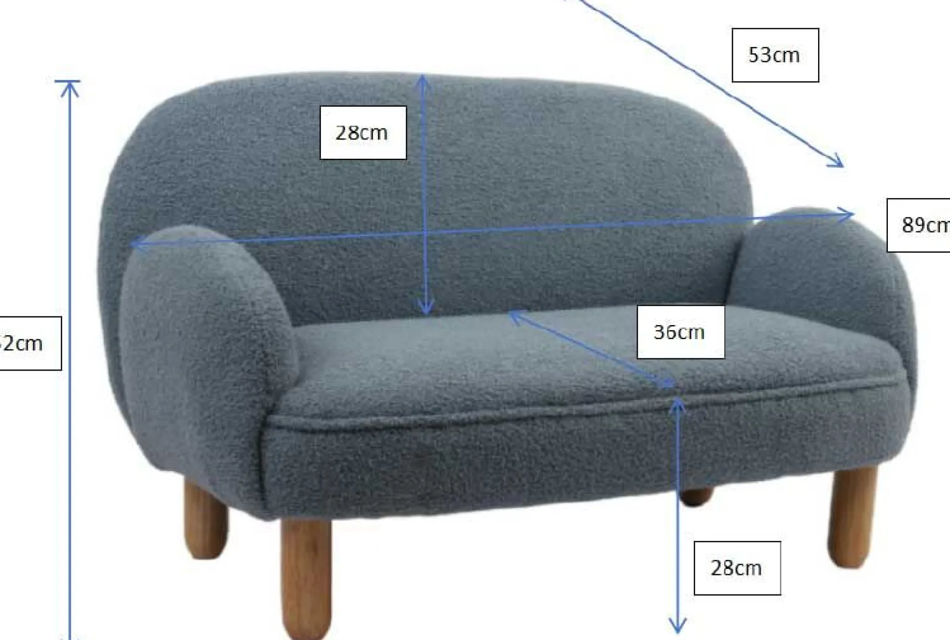 Sofa-Set für Kinder Rocky - blauer Bouclé-Stoff