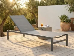 Sonnenliege Gabana Aluminium Anthrazit mit Textilene in Silbergrau