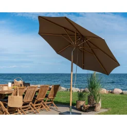 Sonnenschirm Austin - Ø300cm - kippbar - Holz - taupe