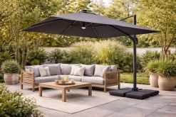 Sonnenschirm Balbao Gescova - 300x300 cm - Aluminium anthrazit - Polyester grau