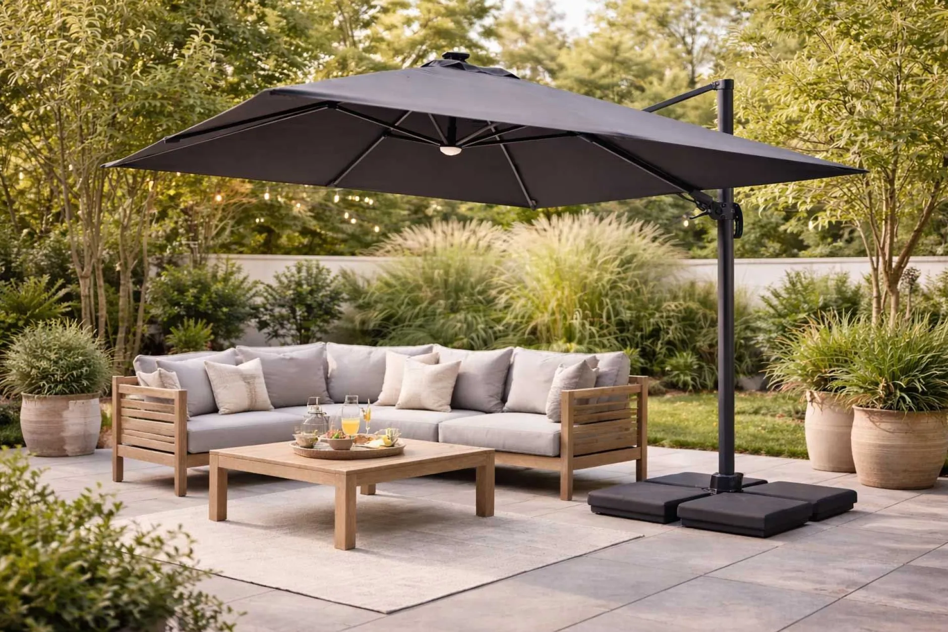 Sonnenschirm Balbao Gescova - 300x300 cm - Aluminium anthrazit - Polyester grau