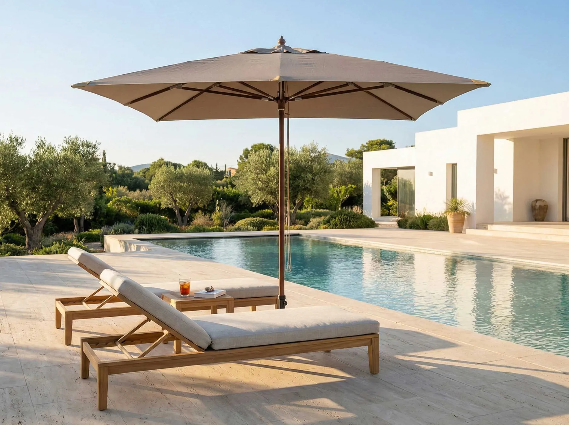 Sonnenschirm Joplin Gescova - 300x300cm - Teakholz Taupe