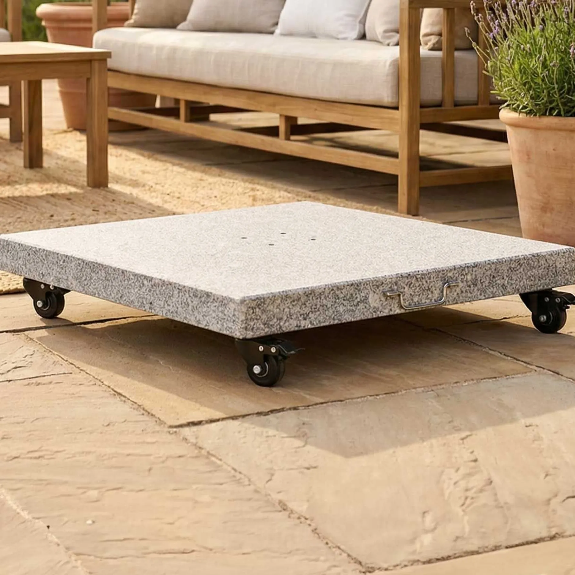 Sonnenschirmsockel Miami Gescova - Granit mit Rollen - 60x60x12 cm - Hellgrau