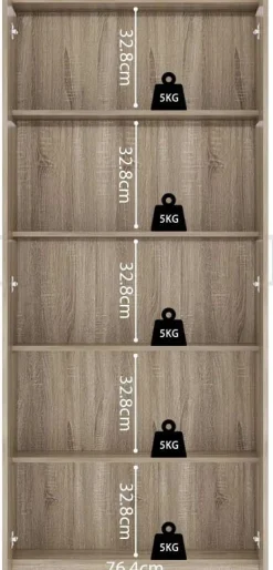 Sonoma Aufbewahrungsschrank Mike 80cm | 2 Türen | H180 x B80 x T42 cm