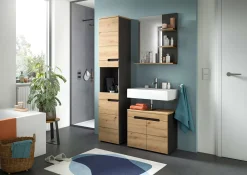 Spiegel Canu Xonox - basaltgrau & Holzoptik - 63x73x16 cm