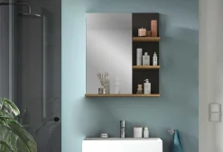 Spiegel Canu Xonox - basaltgrau & Holzoptik - 63x73x16 cm
