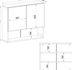 Spiegelschrank Aureliano - 75x17x65cm - 2 Türen - weiß