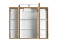 Spiegelschrank Bobbi 80cm Modell 2 3 Türen und led Licht - Eiche