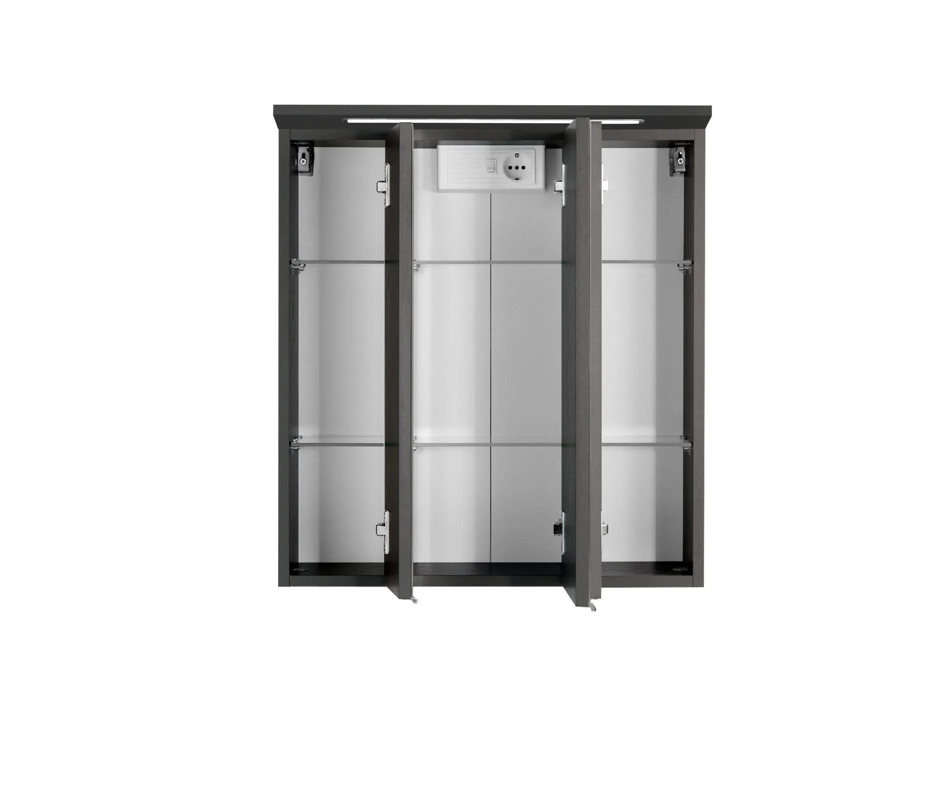 Spiegelschrank Bobbi 60cm Modell 1 3 Türen und LED-Beleuchtung - graphit