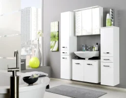 Spiegelschrank Bobbi 70cm Modell 1 3 Türen und LED-Beleuchtung - weiß