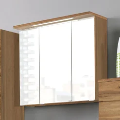 Spiegelschrank Bobbi 80cm Modell 1 3 Türen und led Licht - Eiche