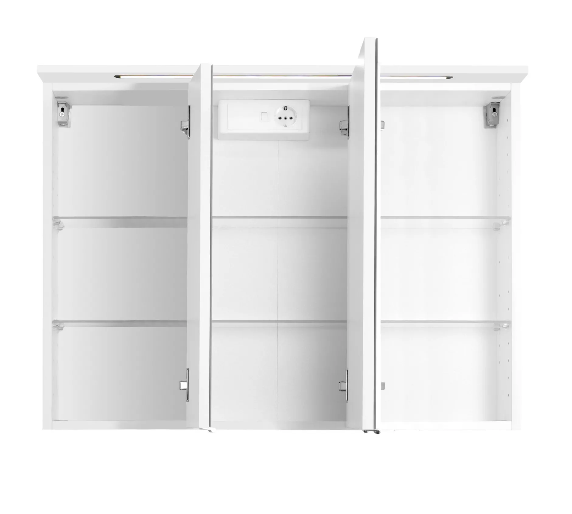 Spiegelschrank Bobbi 90cm Modell 1 3 Türen und LED-Beleuchtung - weiß